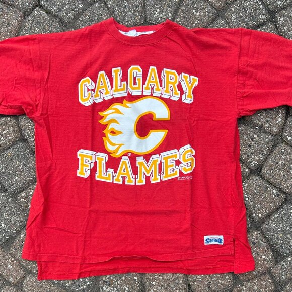 Vintage Single Stitch Calgary Flames NHL Hockey T Shirt 80s 90s - Picture 1 of 8